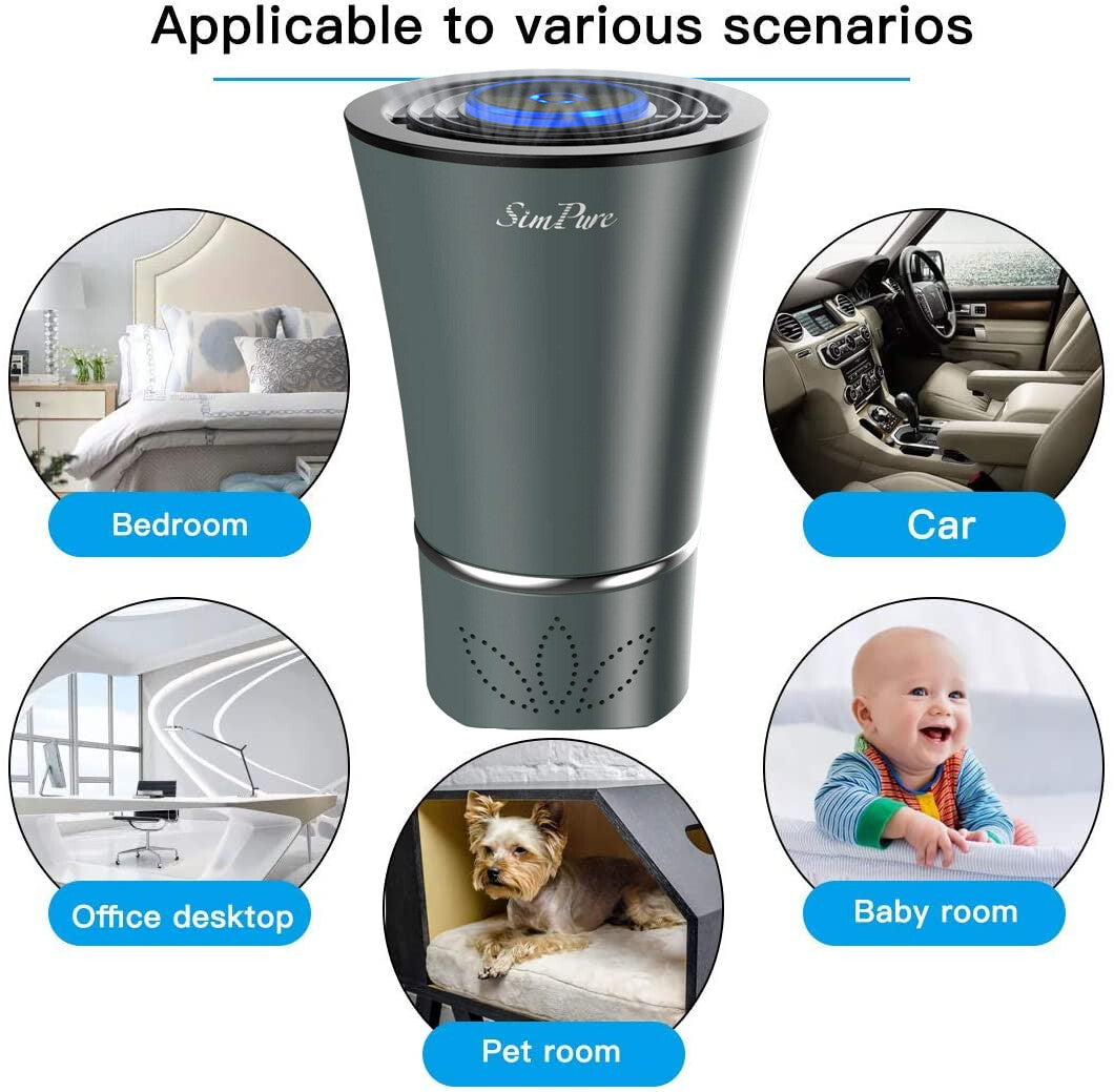 Mini Portable Air Purifier – True HEPA Filter for Home & Office.