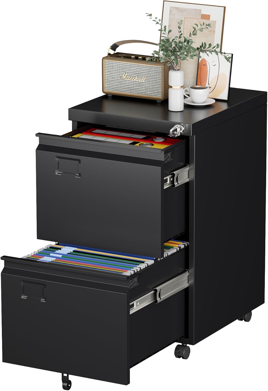 2-Drawer Rolling File Cabinet – Lockable & Mobile